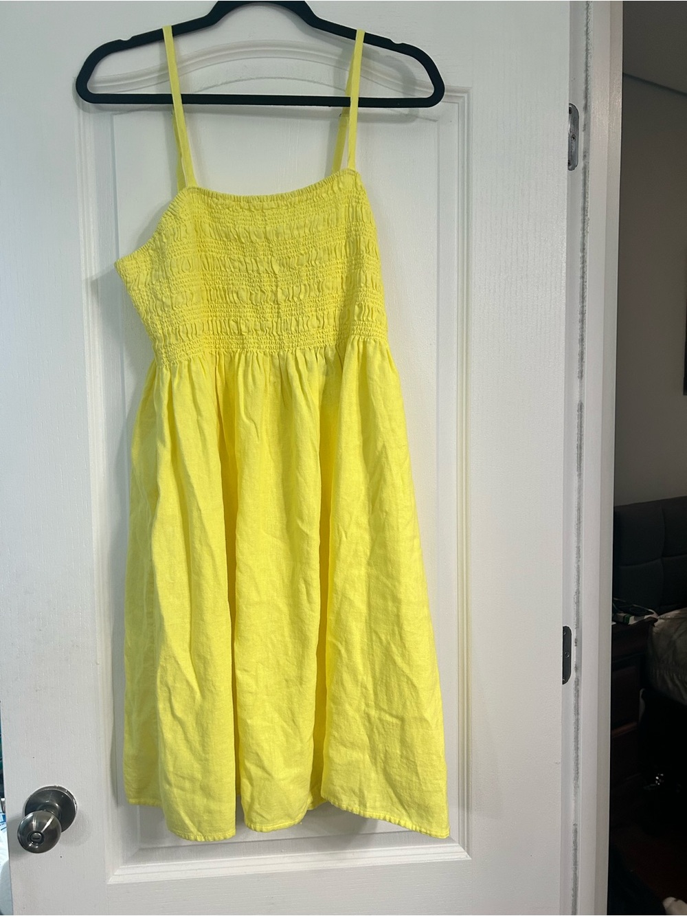 Women’s Yellow Smocked Sundress with Spaghetti Straps